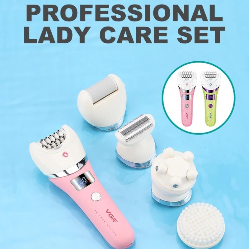 VGR Electric 5-in-1 New High-end Hair Trimming Set IPX6 Waterproof Multifunctional Body Hair Remover Alloy Blade Full Body Hair Removal Device V-759