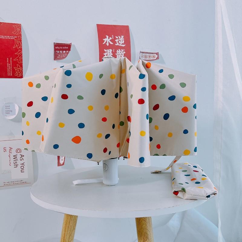 Ocean Ball Colorful Polka Dot Sun Protection Dual-Use Umbrella, Sunshade Umbrella, Black Coating Umbrella, Sun Umbrella, Foldable
