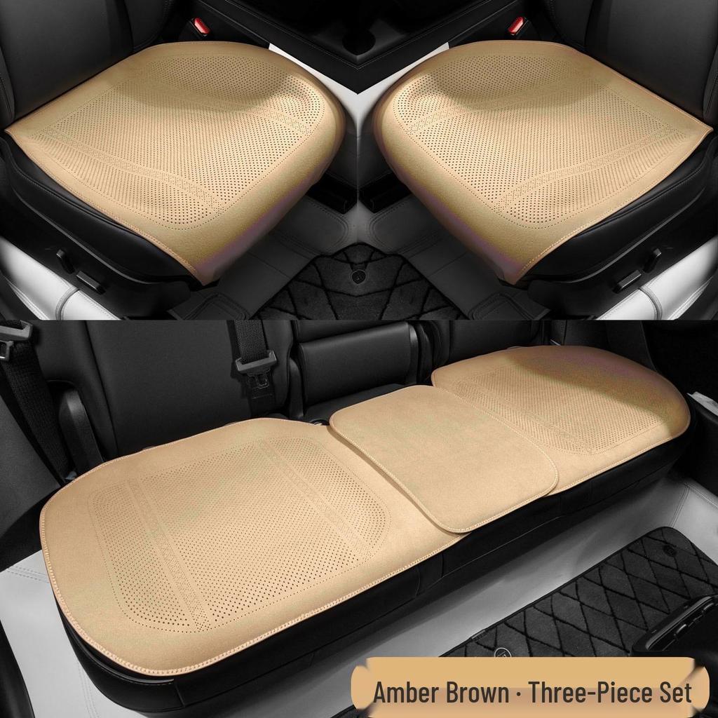 Breathable Suede Velvet Car Seat Cushion for Driver - Perforated, All-Season Cover