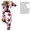 Women Slim Fit Bodycon Midi Dress Lapel Long Sleeve High Waist Plaid Print Office Lady Dress Workwear