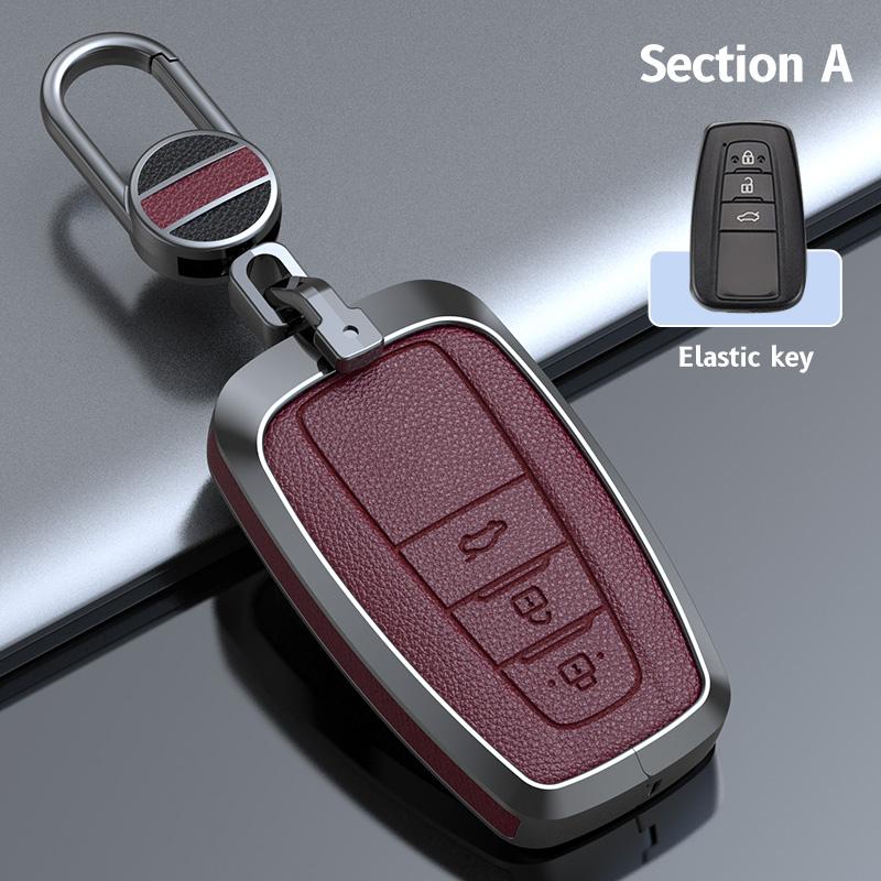 Zinc Alloy Cowhide Car Remote Key Case Fob for Toyota Prius Camry Corolla CHR C-HR RAV4 Land Cruiser Prado Keychain Accessories
