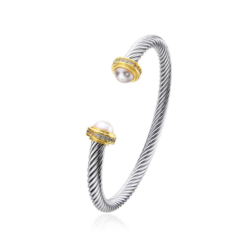 Popolare in Europa e America Bracciale con Apertura a Filo Intrecciato Micro-intarsiato, Bracciale in Filo di Perle Intrecciato Oro e Argento 2026