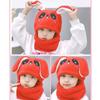 Double Fleece Coral Velvet Cap Cartoon Rabbit Scarf Thicken Cap Winter Kids Caps  Children