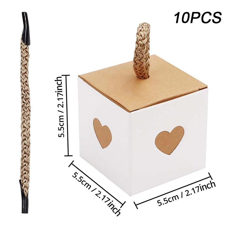 

10 шт. винтажная подарочная коробка из крафт-бумаги со шпагатом, коробка для конфет с лентой, коробки для свадебных сувениров, экологически чистые 5,5x5,5 см