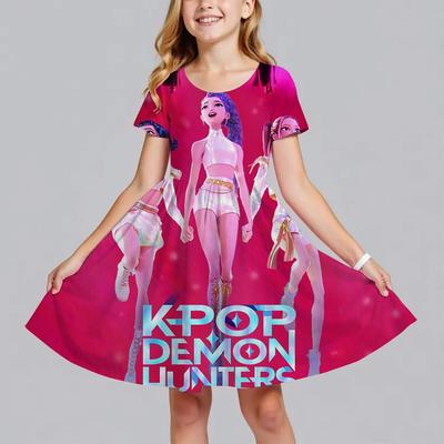 Sommer Prinzessin Mädchen Kleider Tiere Katzen Party Geburtstag Festkleider Kinderkostüm Huntrix Kpop Dämonenjäger Kleid