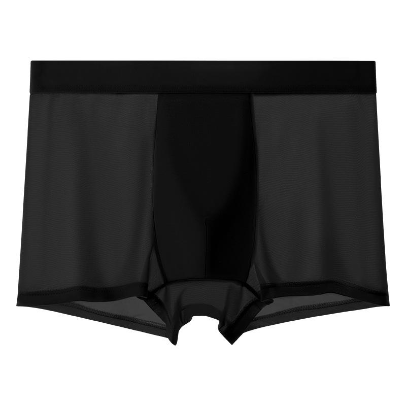 Men's Summer New Solid Color Ice Silk Antibacterial Crotch Briefs