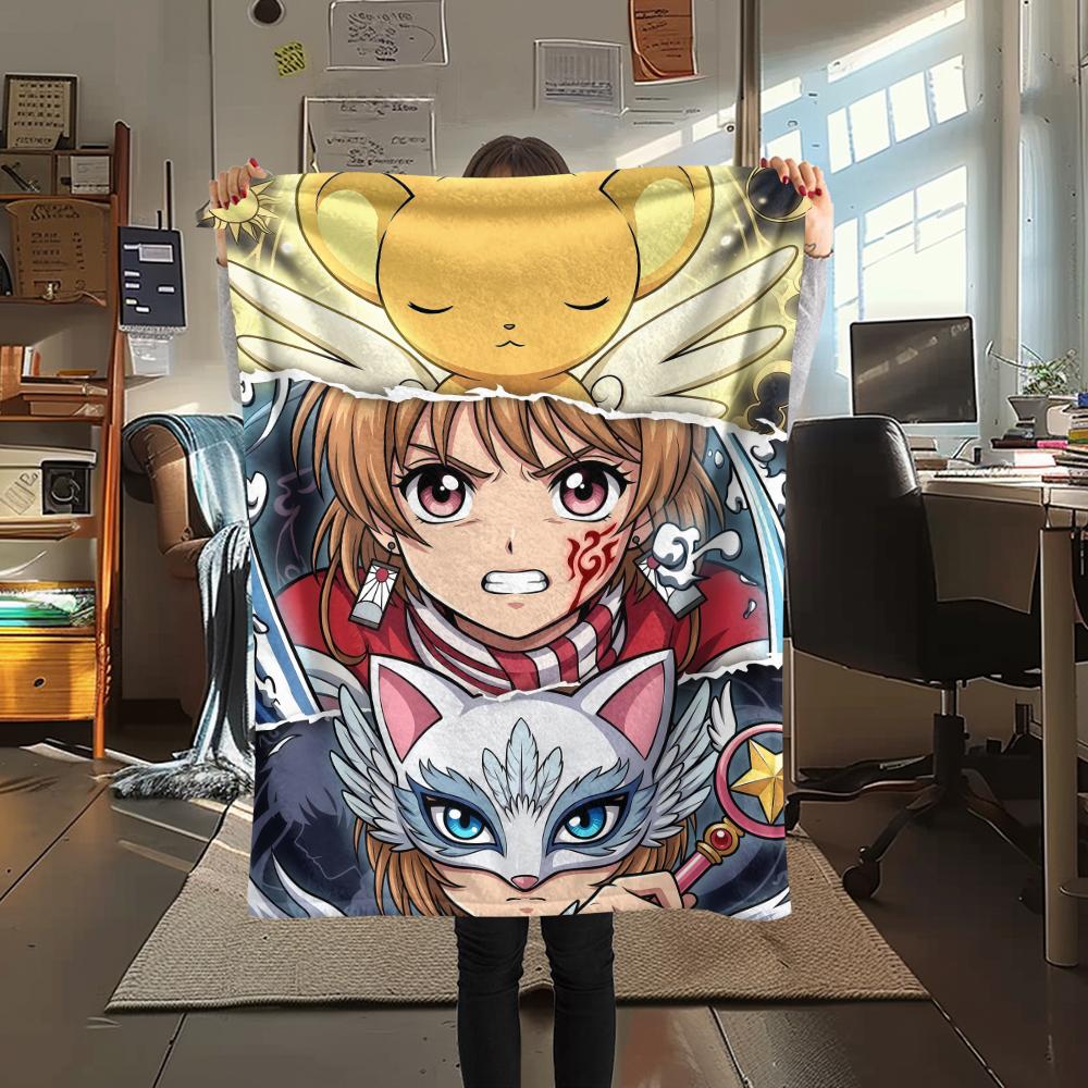 Cardcaptor Sakura splicingPrint Flannel Blanket, High Quality Comfortable for All Seasons, Home Decor, Warmth and Comfort