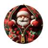 Vánoční ozdoby Santa Claus/Sobi/Tučňák/Perníkový muž v červeném kostkovaném designu na zip Kulaté 2D akrylové ozdoby na sváteční strom