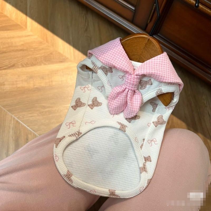 Pet dog vest cat loungewear cute princess style bow tie princess style small vest spring and autumn clothes