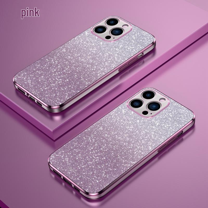 Gradient Glitter Electroplated Protective Case for iPhone X To 16, Compatible with 14 Pro Max, Anti-Fall Design