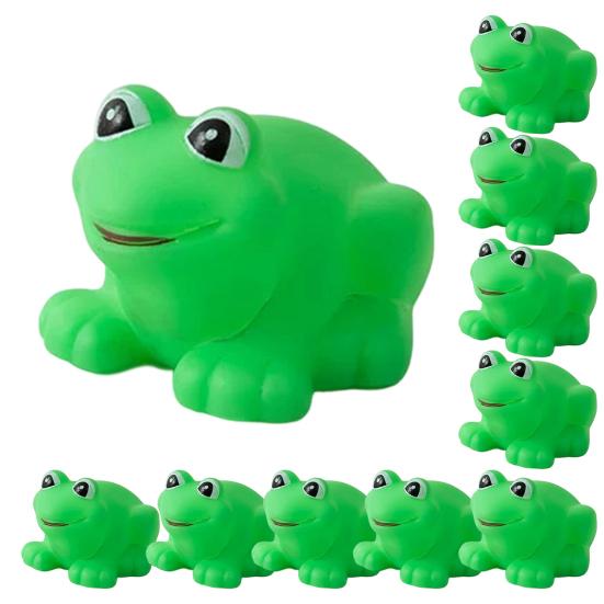 10Pcs Bath Toys for Toddlers Vinyl Squeeze Cartoon Frog Toy Shower Safe Water Toy for Sensory Learning