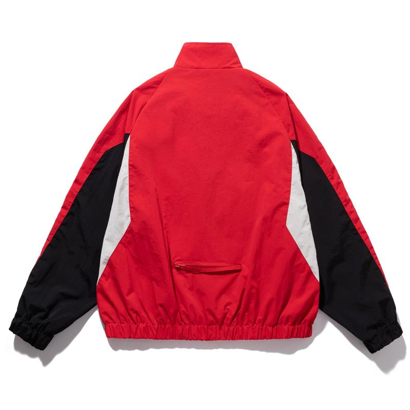 Giacca da Uomo Color Block con Collo Alto e Zip, Giacca a Vento Casual a Strisce, Capo d'Abbigliamento Esterno