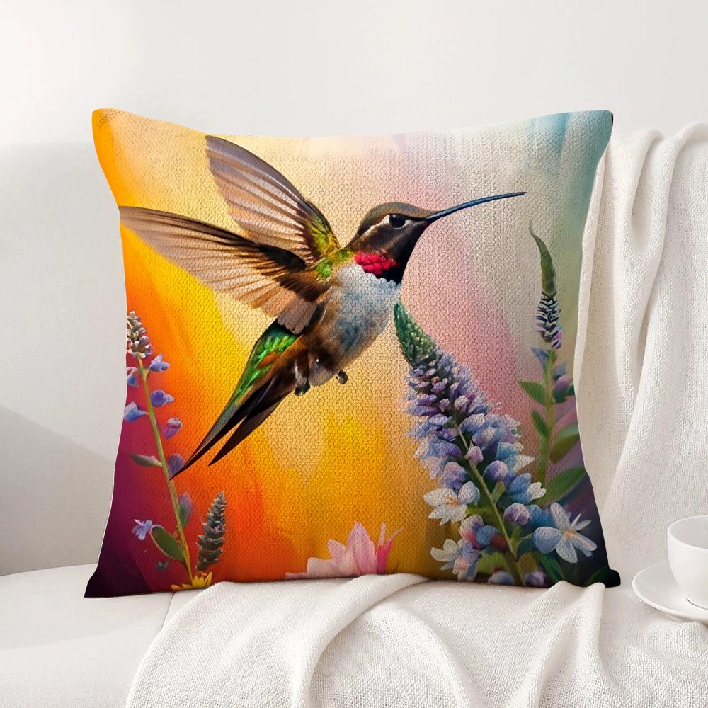 Good Quality Plant and Bird Cushion Cover Natural Linen Organic Fabric DoubleSided Printing Sofa Home Decor Gift Pillow Cover