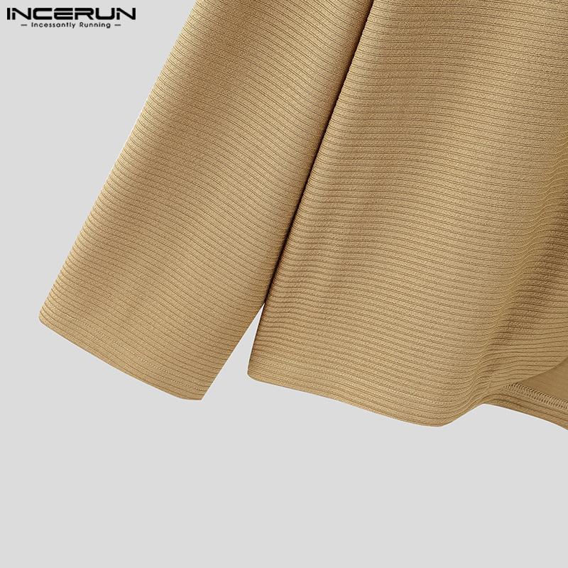 INCERUN Oversized Men Long Sleeve Knitted Open Front Cardigan