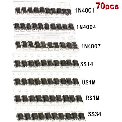 SMD M1 1N4001 M4 1N4004 M7 1N4007 SS14 US1M RS1M SS34 7 vertės * 10 vnt KIT schottky diodų rinkinys
