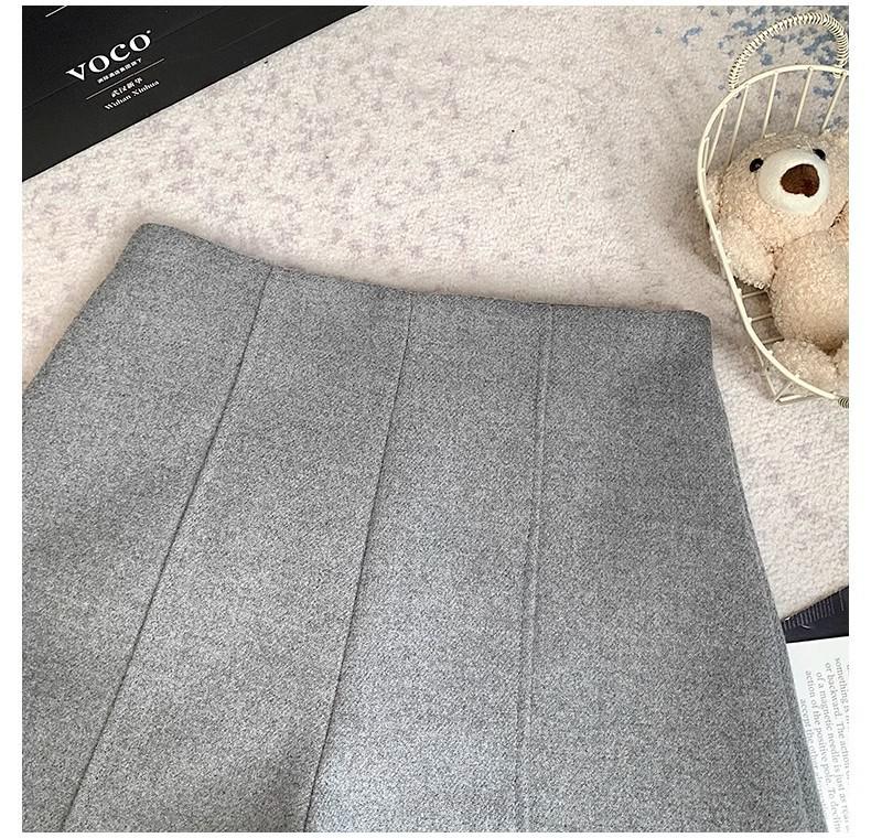 Women's Gray Retro Woolen Booty Shorts - Autumn/Winter Casual Straight Wide Leg Pants