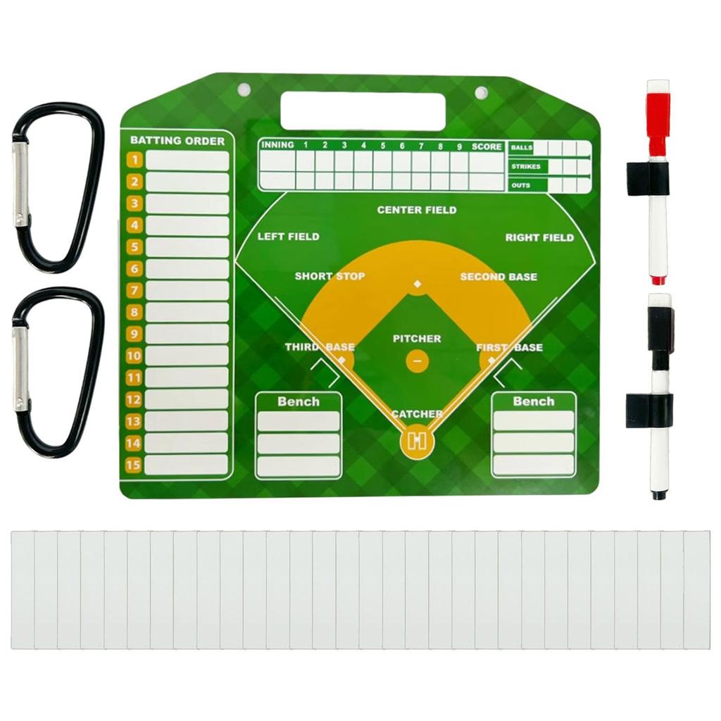 Portable Baseball Coaching Board Baseball Strategy Clipboard Double Sided Baseball Lineups Board Coaching Accessories
