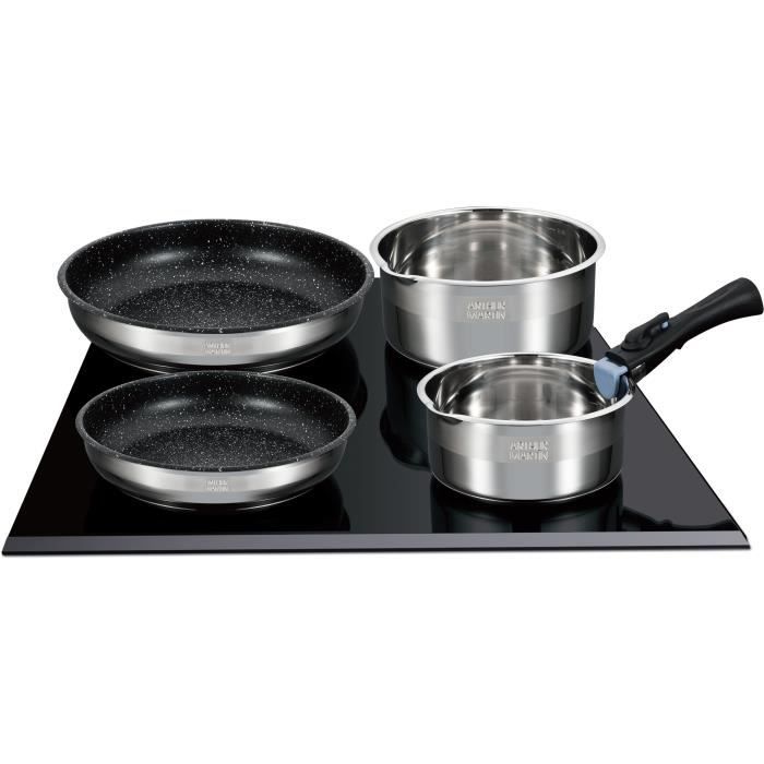 Induction Cookware Set - Arthur Martin - AM1275 - Stainless Steel - 15 Pieces - Removable Handle - All Heat Sources Including Induction