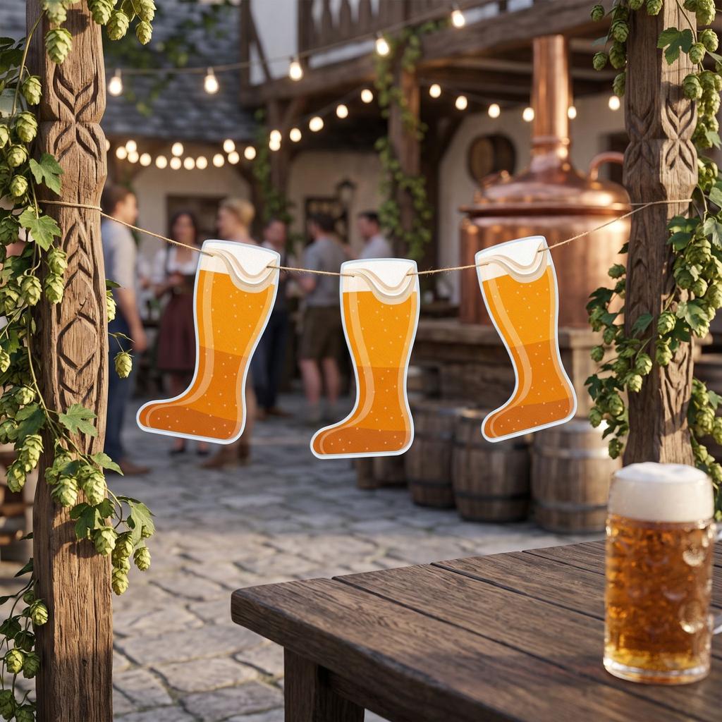 Oktoberfest Boot Bunting Party Decorations for Bavarian Themed Celebration