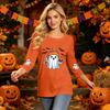 Women's Casual Three-Quarter Sleeve Halloween Print Neck Top