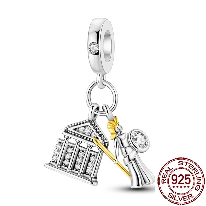 Charms Copper Angel Crucifix Cross Dangle Religious Beads Fit Snake Chain Bracelet Necklace Women Diy Jewelry