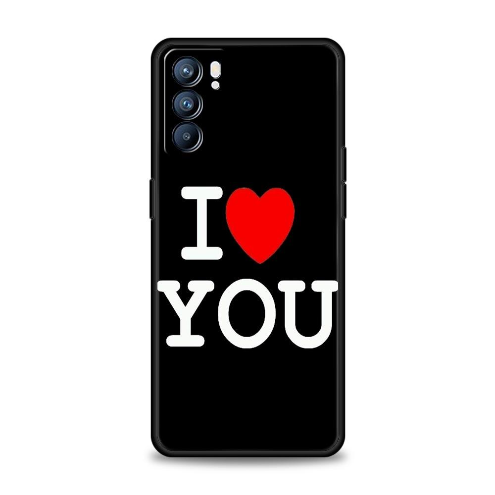 I Love you Pink Heart Phone Case For Oppo Reno8 Reno7 Reno6 Pro A54 5G Find X6 X5 A53 A52 A9 A15 A95 A17 A16 A74 A57 A31 Cover