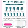 DIY Manicure Set Press On Manicure In Gothic Black Silver, Long Almond Shape, 12 Sizes, Adhesive Tabs and File for Dress-Up Looks At Home