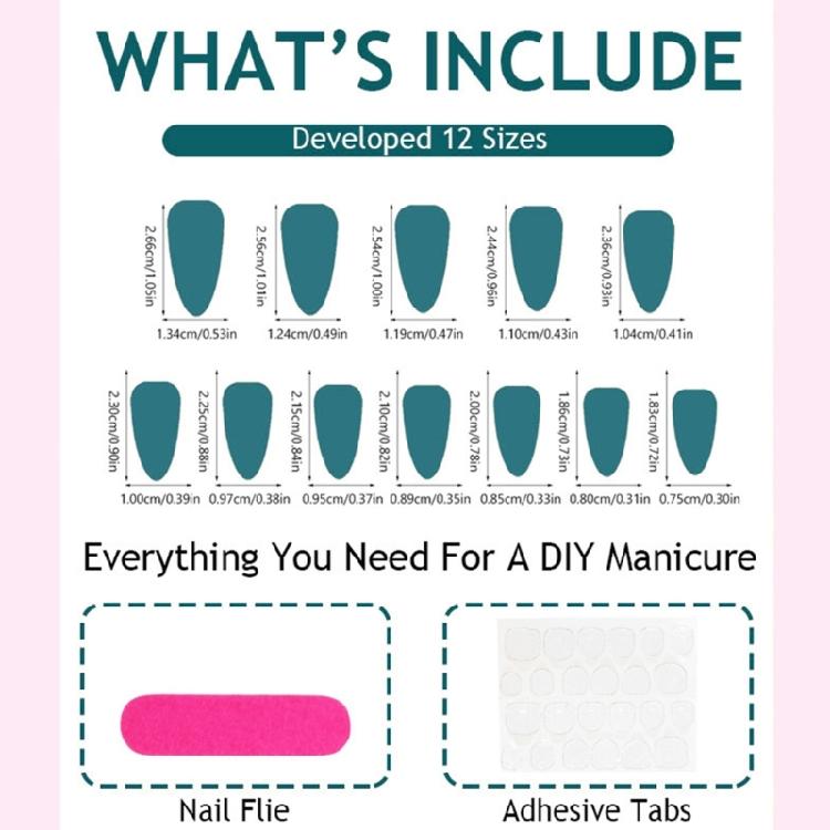 DIY Manicure Set Press On Manicure In Gothic Black Silver, Long Almond Shape, 12 Sizes, Adhesive Tabs and File for Dress-Up Looks At Home