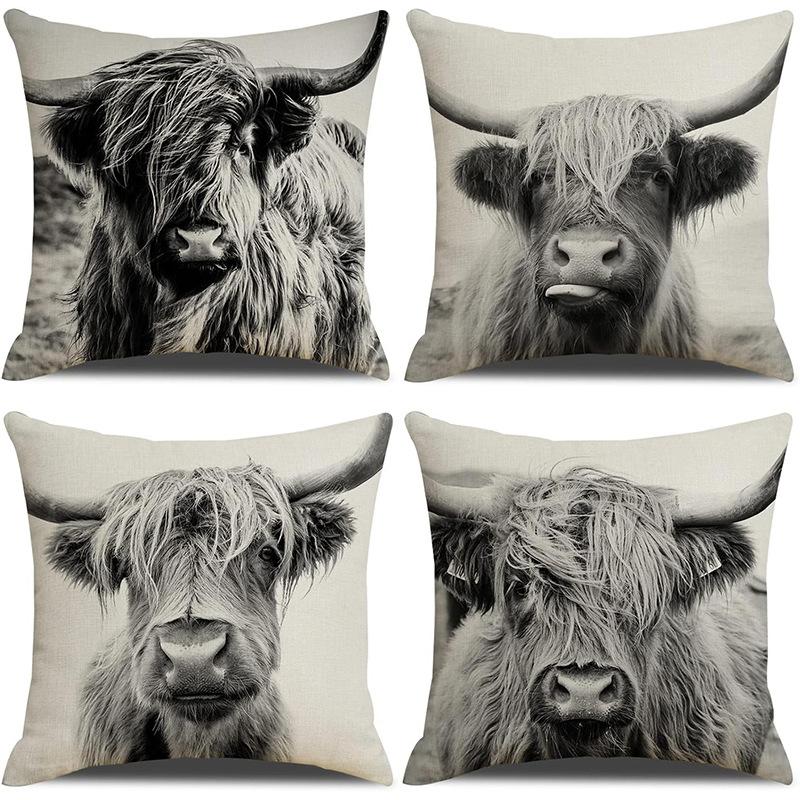 New Creative Cartoon Farmhouse Cow Animal Pillow Case Home Decoration Living Room Car Cushion