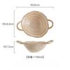 Vintage Luxury Kiln‑Change Glaze Ceramic Tableware, Embossed Double‑Line Round Bowl Plate Microwave‑Safe for Home Hotel & Gifting