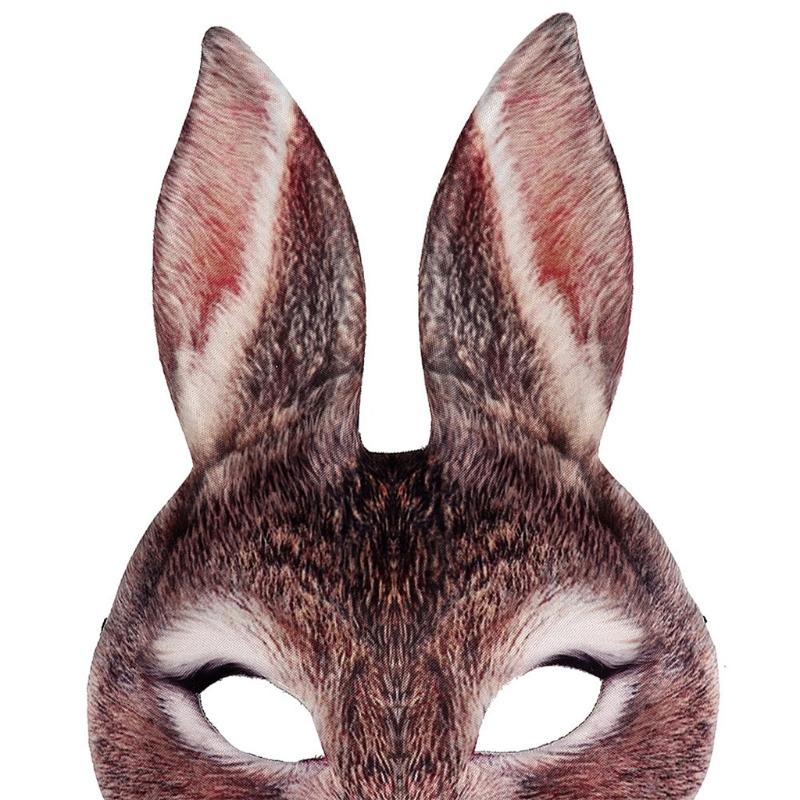 Painted Rabbit Mask Half Face Cosplay Costumes Unisex Props Animal Party Masquerade Halloween Accessories