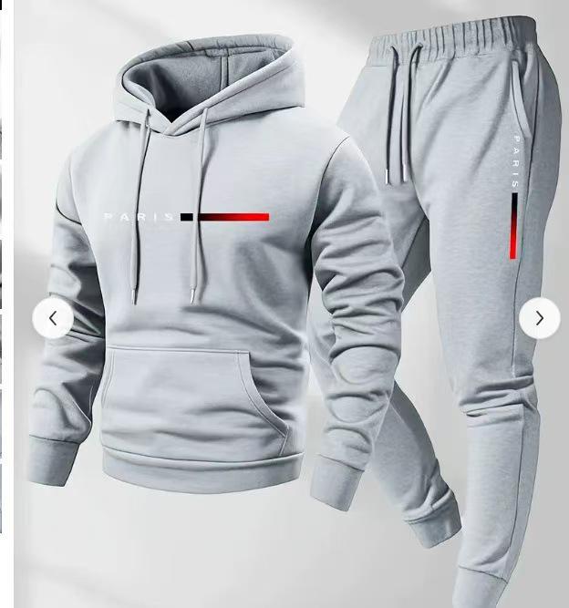 2025 Men's Logo Pullover Hoodie & Pants Set - Long Sleeve, Loose Fit