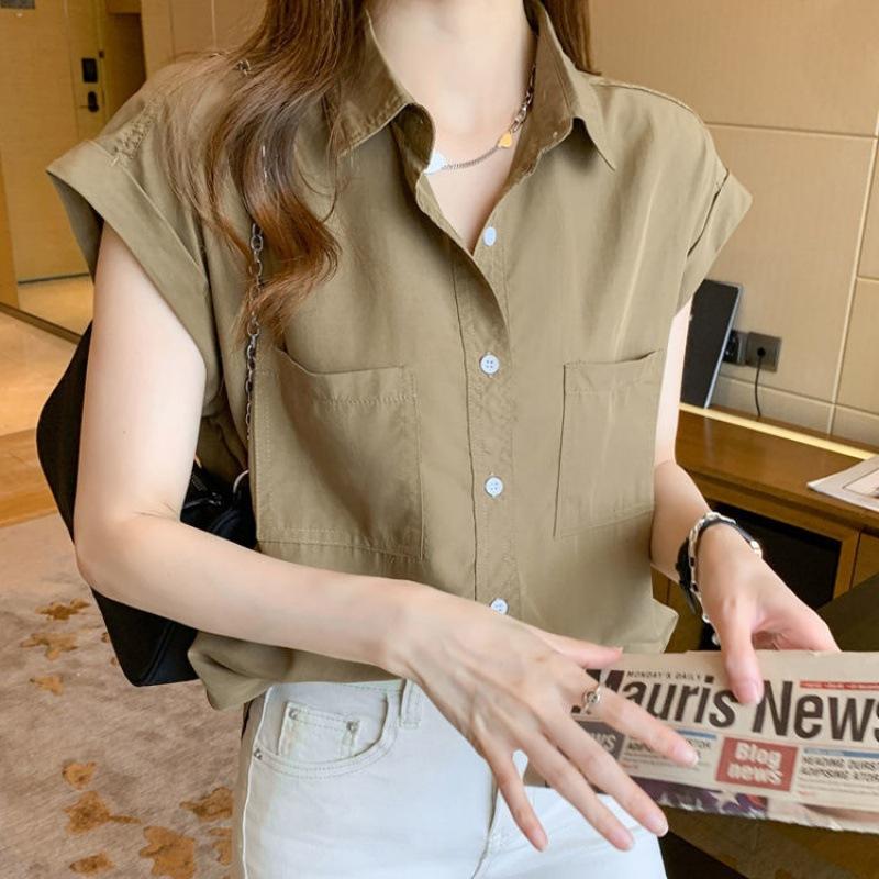 

Shirt Short Sleeved Women s Summer Chiffon Retro Hong Kong Style Casual Versatile Temperament Shirt Top White T-shirt 3XL хакі