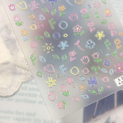 5D Embossed 3D Sweet Hollow Flower Nail Art Stickers & Decorations