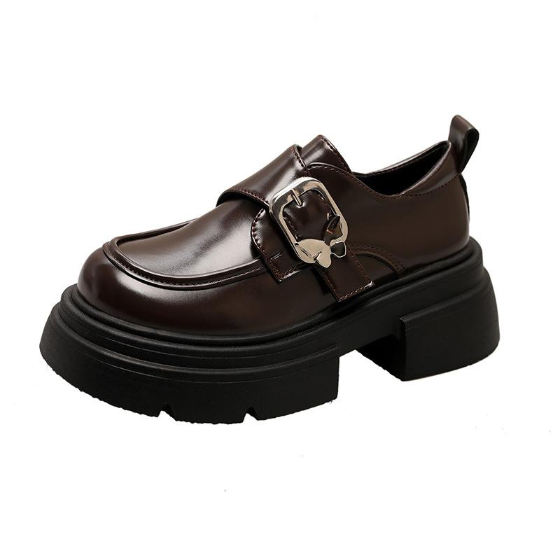 

Retro small leather shoes autumn new butterfly buckle platform buckle Mary Jane shoes women 35 коричневый