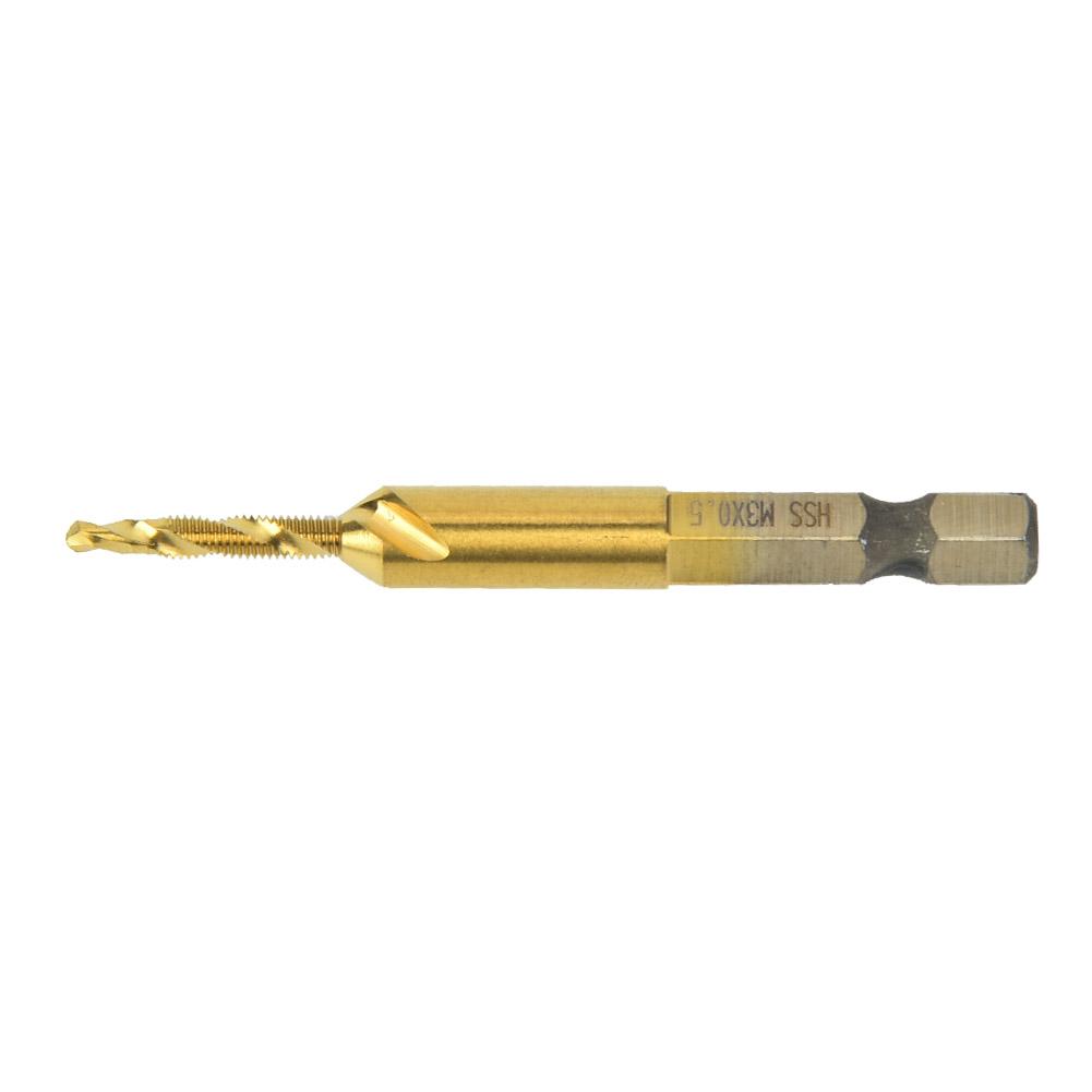 HSS 6.35mm Hex Shank Tap Drill Bit Through-Hole Inner Chip Removal Tap Drill 15mm(M3)