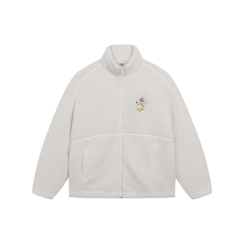 Li Ning X Pixar Collaboration Disney Toy Story Series Cartoon Pattern Embroidered Loose Stand Collar Casual Knit Jacket Sherpa Coat AFDSC58-2