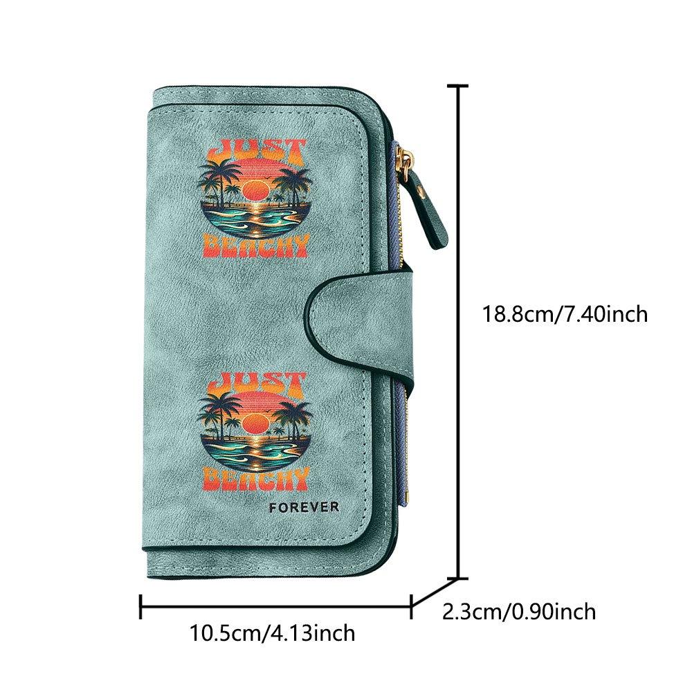 Just Beachy Vintage Beach Long Zipper Wallet, Large Capacity Card Holder, Unisex Clutch Bag, Fashionable Zipper Coin Purse, Suitable for Daily Use, A
