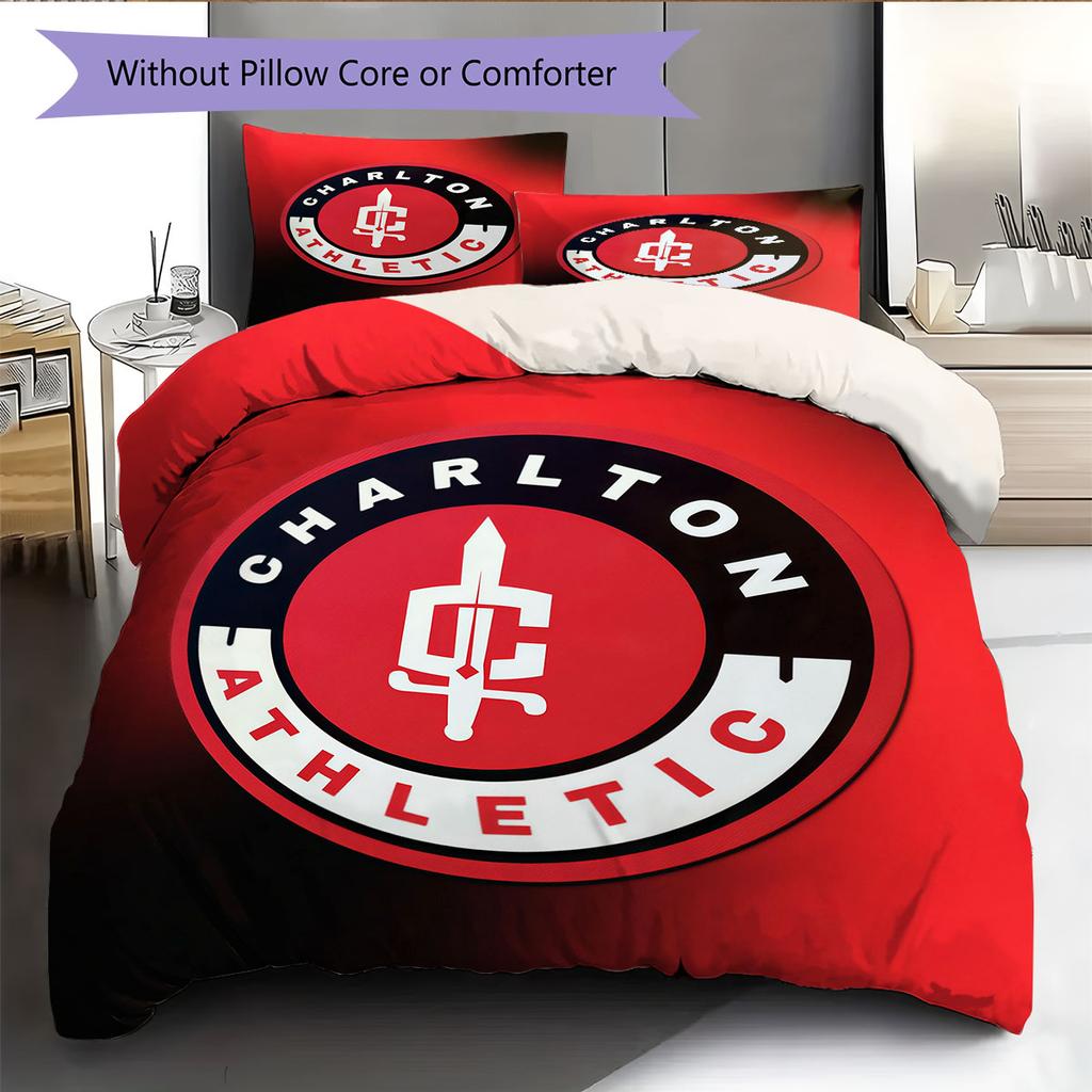 Charlton Athletic Pattern Bedding Home Decoration Birthday Gift ( 1 duvet cover + 2 pillowcase, without core),fan merchandise.