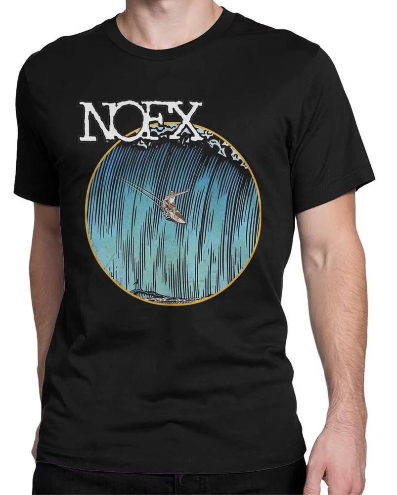 NOFX Surfing Wave T-shirt Unisex Cotton Black T-shirt Size S-5XL Unisex T-Shirt S