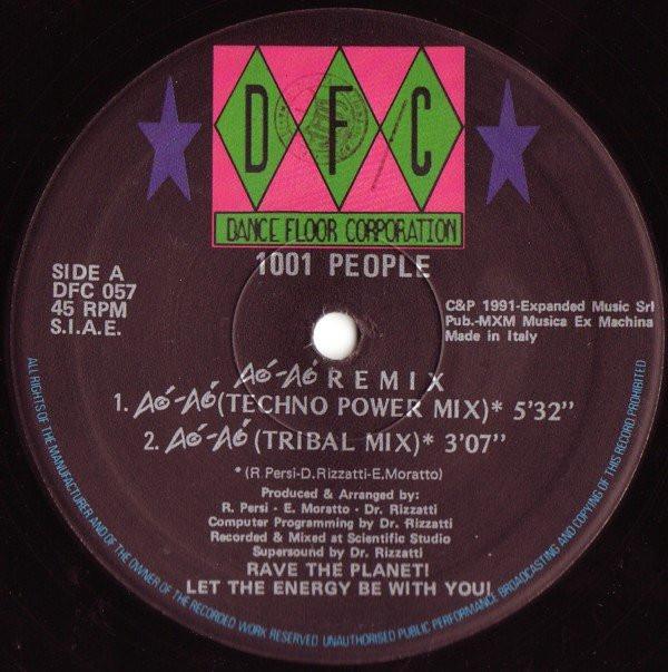 

12-дюймовая пластинка 1001 PEOPLE - Ао-Ао (Ремикс) DFC057 DFC 1991 Италия Танцевальная и Электронная Б/У