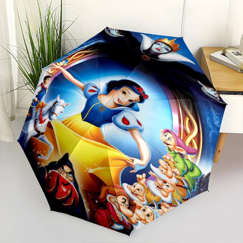 

Snow White Animation Durable Cartoon Folding Cartoon Umbrella, Portable 3-Fold Compact Umbrella for Men and Women, Suitable for Travel or Da