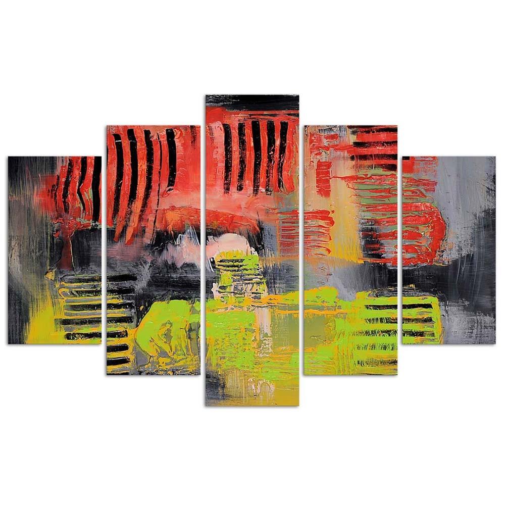 Five Piece Picture Canvas Print Abstraction Acrylic