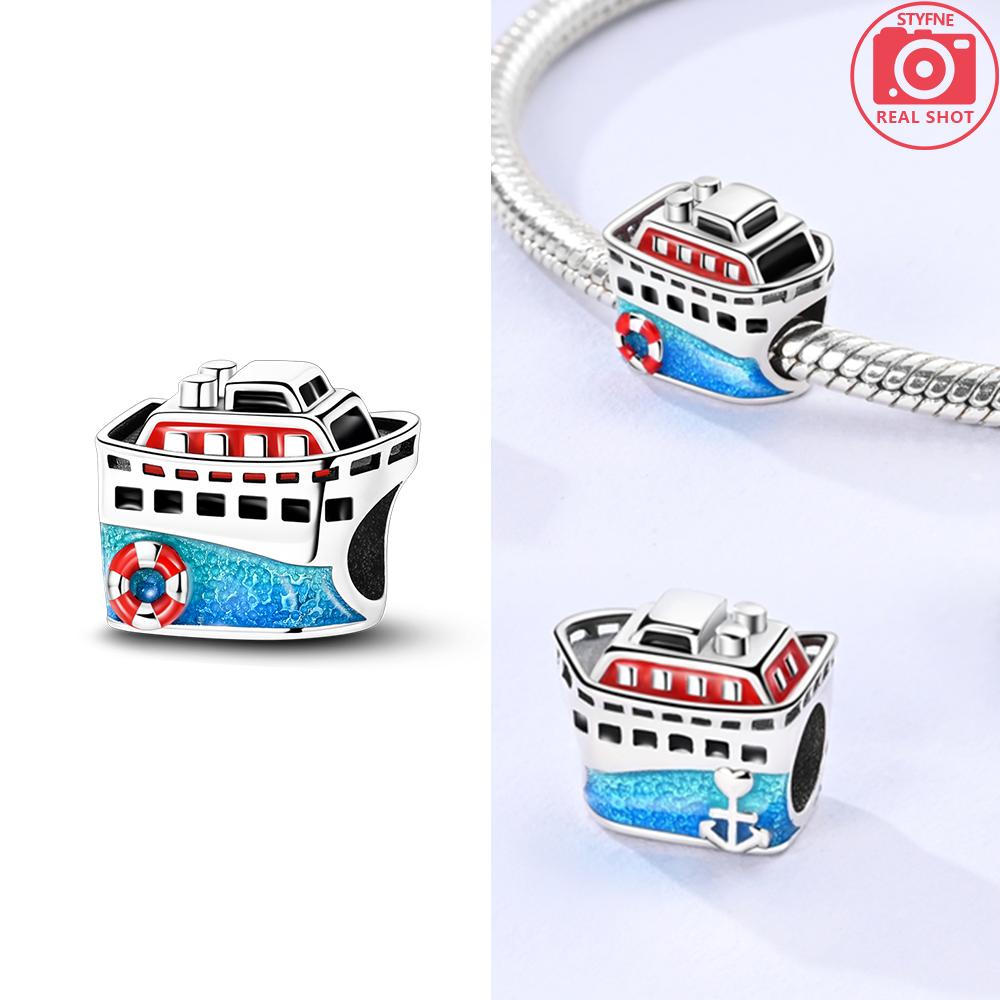 Copper Pendants Fit Diy Original Travel Charm Blue Cruise Ship'S Anchor Bracelet Necklace Fashion Party Jewelry