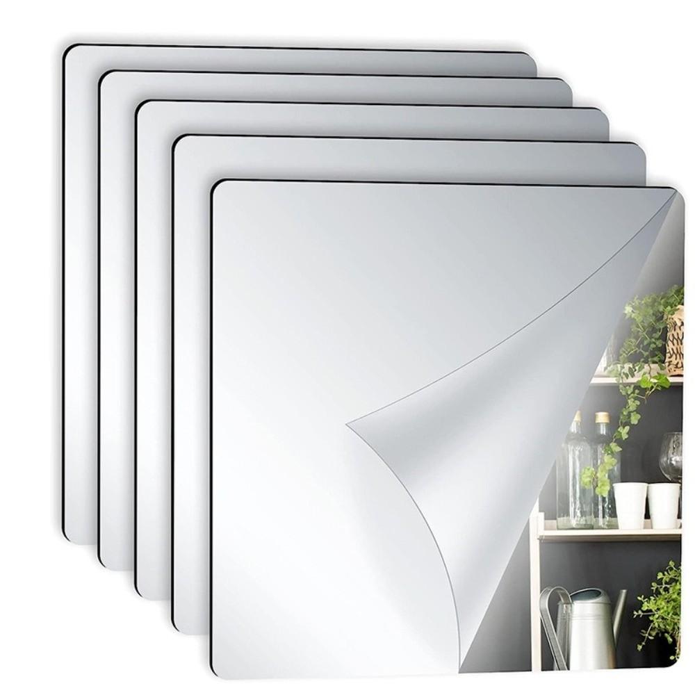Self-Adhesive Mirror Wall Stickers 1.6mm Thick Flexible Makeup Mirror 20/30/40cm Living Room Decor Non Glass Mirror Stickers
