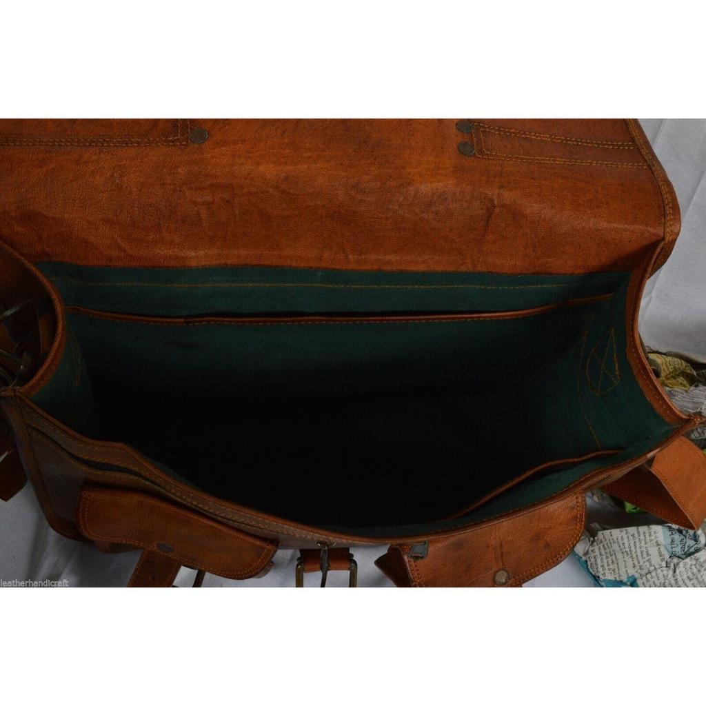 Retro Men's Brown Large Leather Laptop Bag Messenger Briefcase Satchel Shoulder