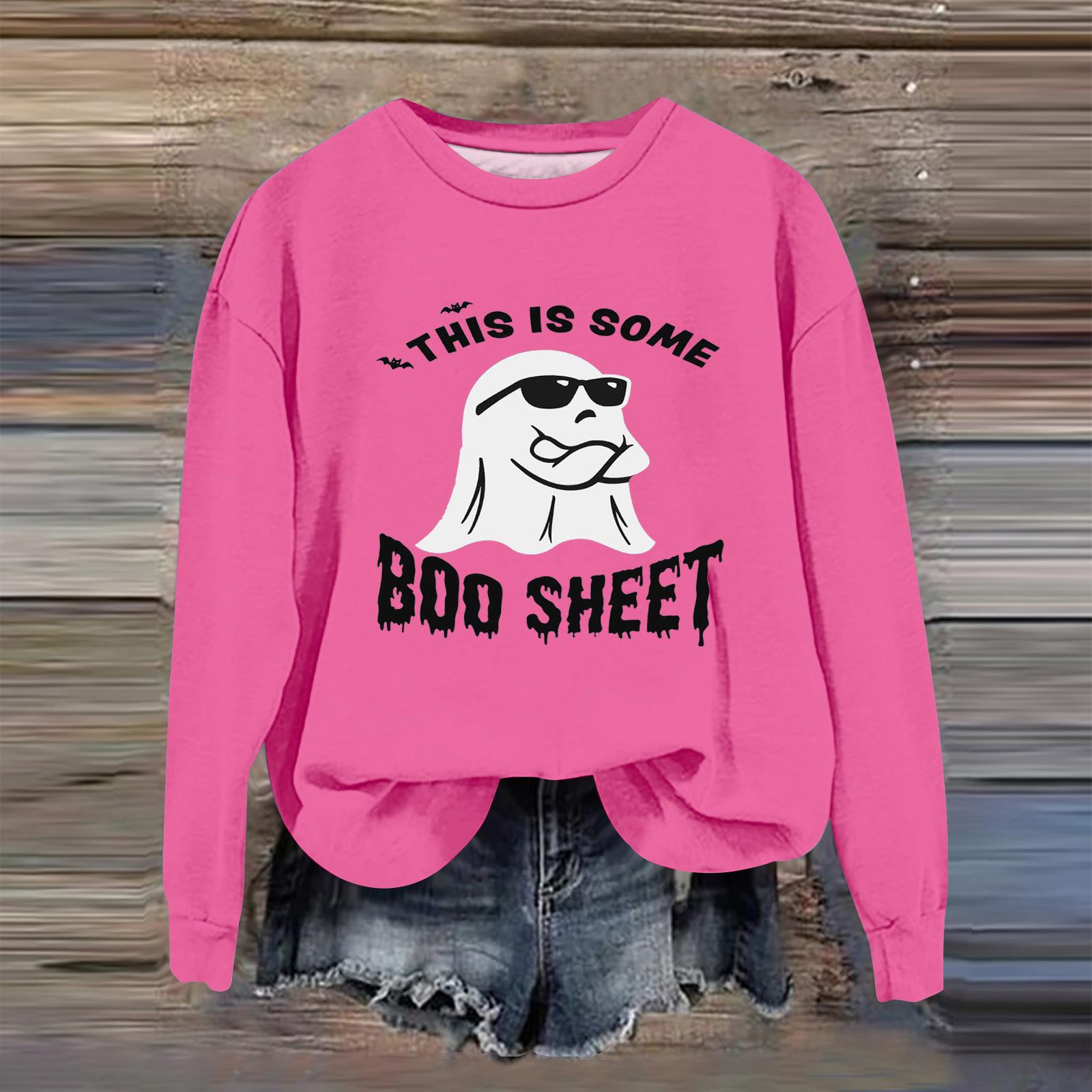 

Женская модная повседневная толстовка с длинным рукавом и принтом на Хэллоуин XL розовый