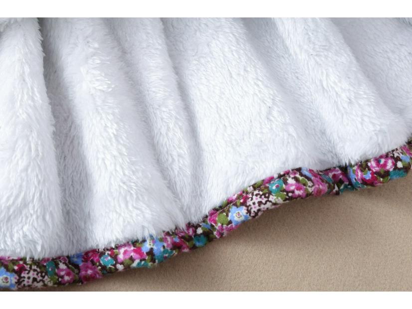 Mädchen Strickkleid mit dickem Blumenmuster - Fleecegefüttert für Frühling & Herbst