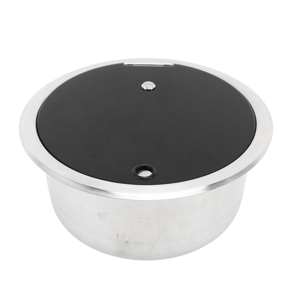 RV Bar Sink 10.2 X 5.1inch Stainless Steel Round Kitchen Sink with Tempered Glass Lid 40mm Drain Hole for Boat Caravan