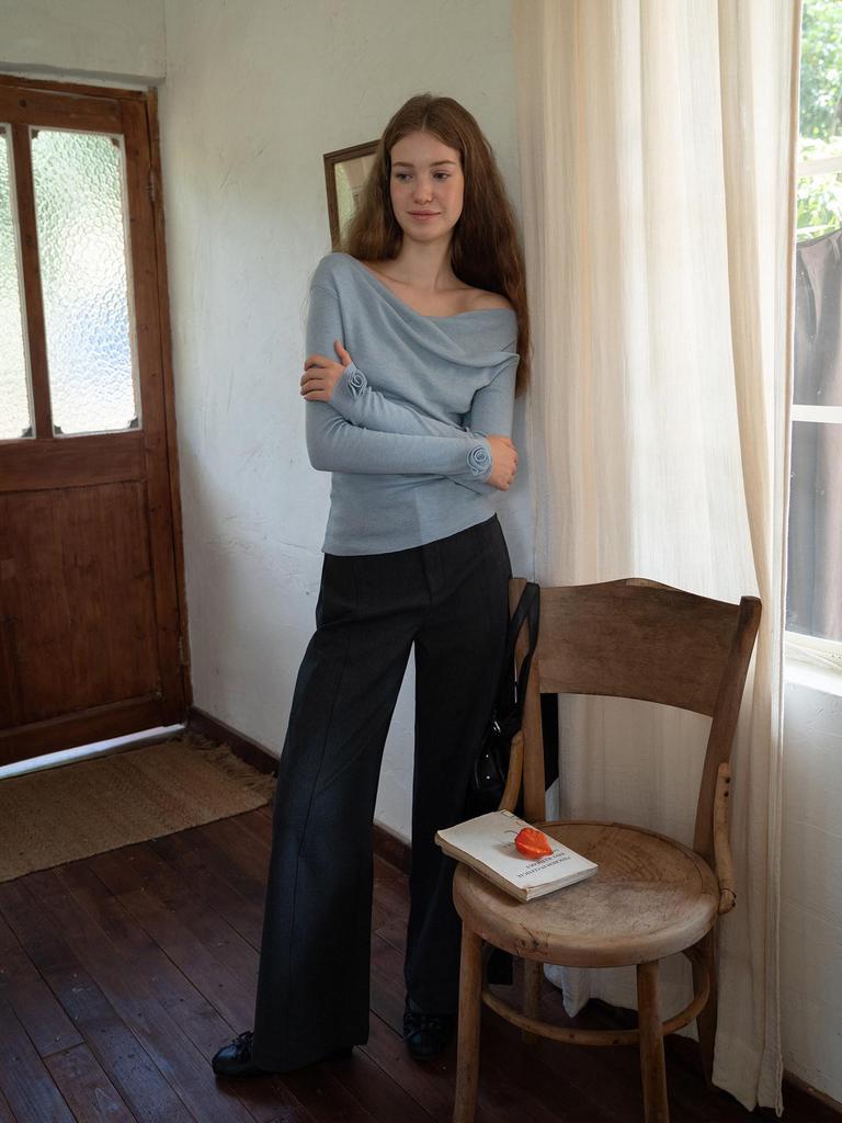 EGGKA High-Waisted Loose Straight-Leg Pants for Spring and Fall